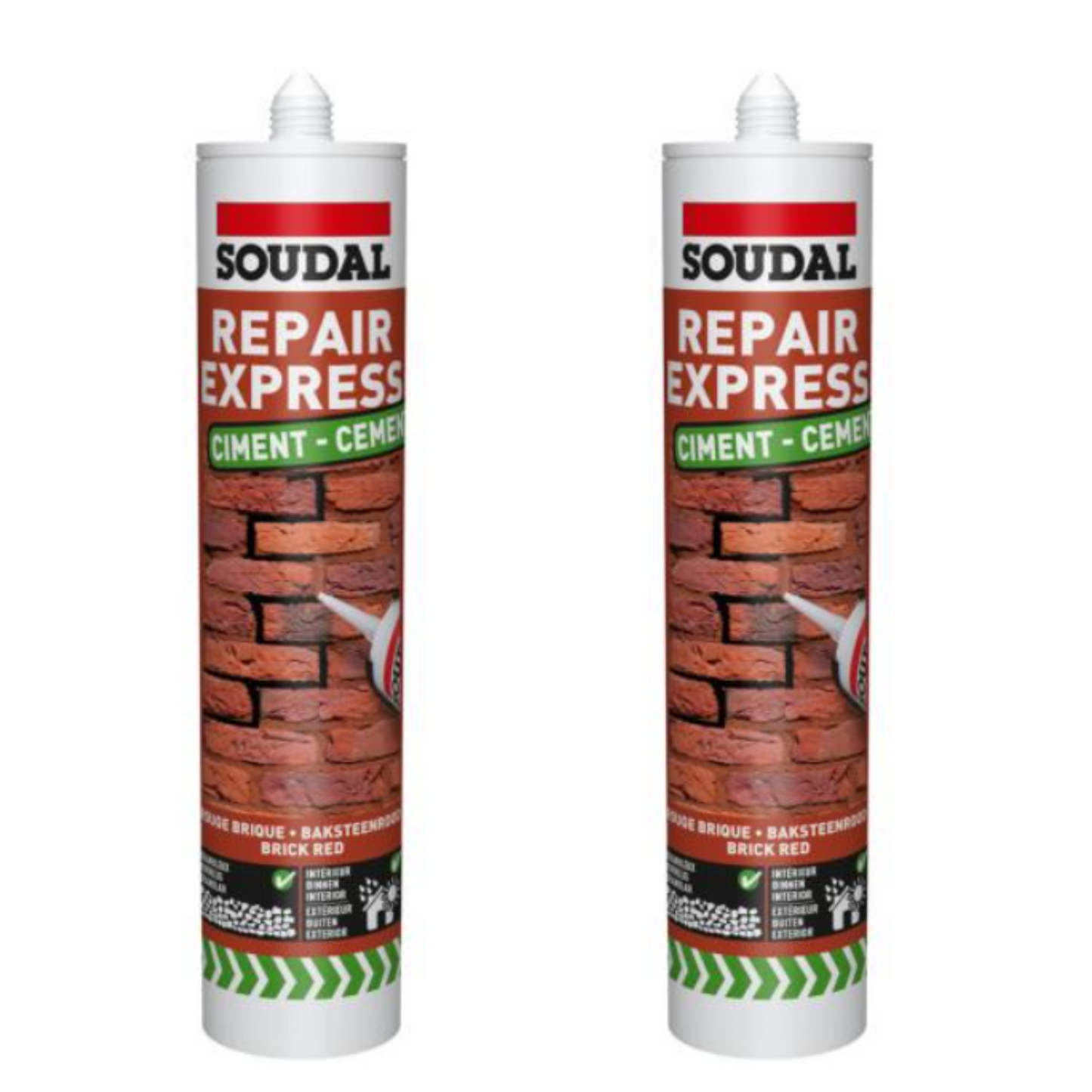 2X BRICK RED Soudal Repair Express Cement Gap Crack Mortar Masonry Filler