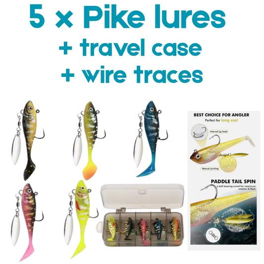 Fishing Lures Soft Plastic 5 Pack with spinners Sharp Hooks for Bass Pike Trout